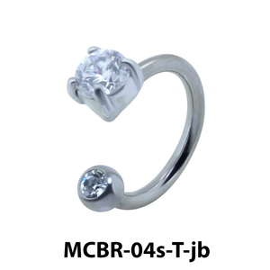 Stone Belly Piercing Circular Barbell with Jew Ball CBRT-04s-JB